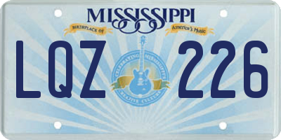 MS license plate LQZ226