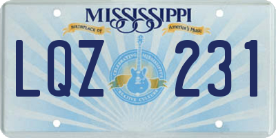 MS license plate LQZ231
