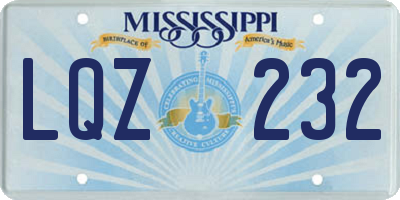 MS license plate LQZ232