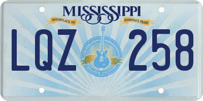 MS license plate LQZ258