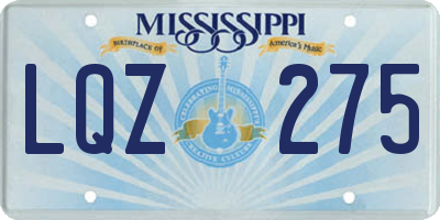 MS license plate LQZ275