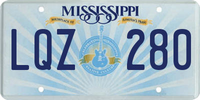 MS license plate LQZ280