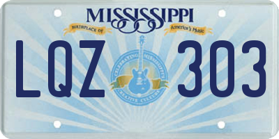 MS license plate LQZ303