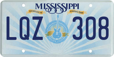 MS license plate LQZ308
