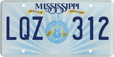 MS license plate LQZ312