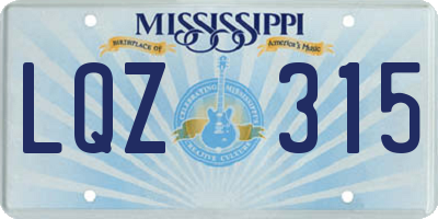 MS license plate LQZ315