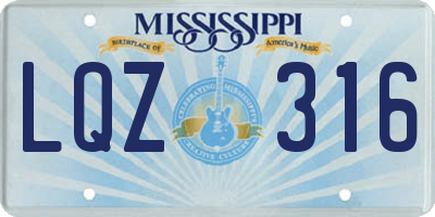 MS license plate LQZ316
