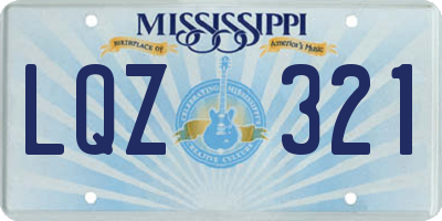 MS license plate LQZ321