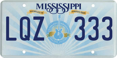 MS license plate LQZ333