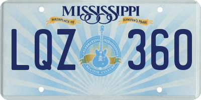 MS license plate LQZ360
