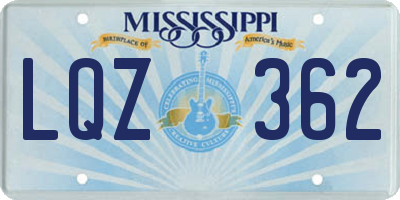 MS license plate LQZ362