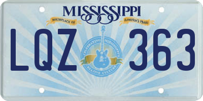 MS license plate LQZ363
