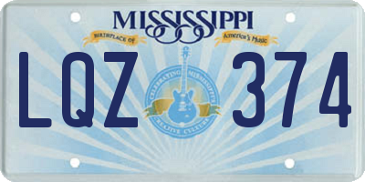 MS license plate LQZ374