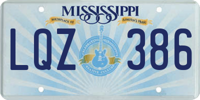 MS license plate LQZ386