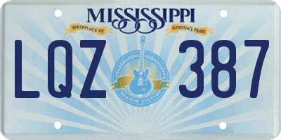 MS license plate LQZ387