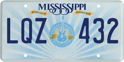 MS license plate LQZ432