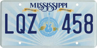 MS license plate LQZ458