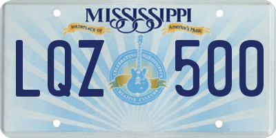 MS license plate LQZ500