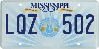 MS license plate LQZ502