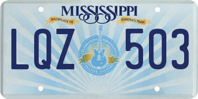 MS license plate LQZ503