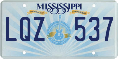 MS license plate LQZ537