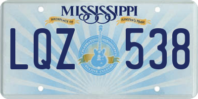 MS license plate LQZ538