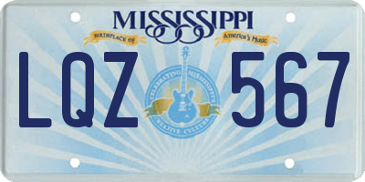 MS license plate LQZ567