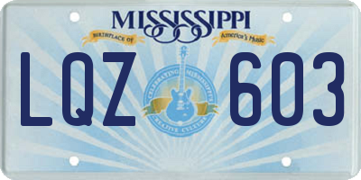 MS license plate LQZ603