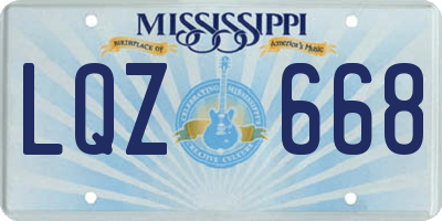 MS license plate LQZ668