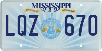 MS license plate LQZ670