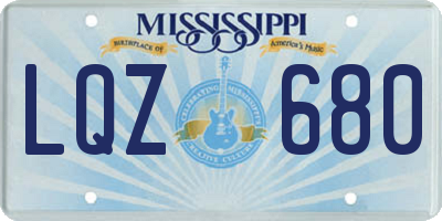 MS license plate LQZ680