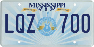 MS license plate LQZ700