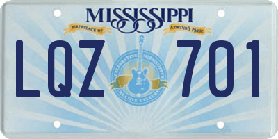 MS license plate LQZ701
