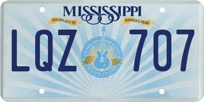 MS license plate LQZ707