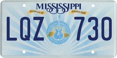 MS license plate LQZ730