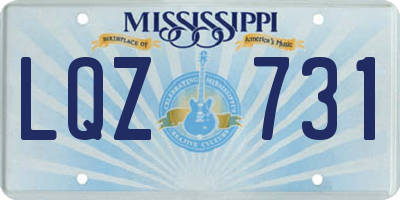 MS license plate LQZ731