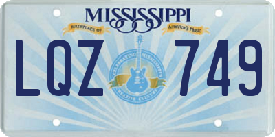 MS license plate LQZ749