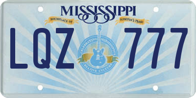 MS license plate LQZ777