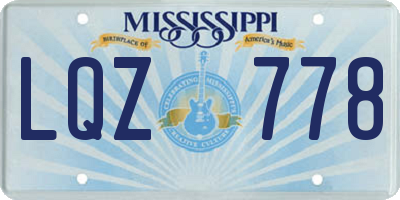 MS license plate LQZ778