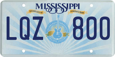 MS license plate LQZ800