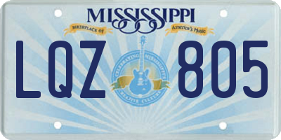MS license plate LQZ805