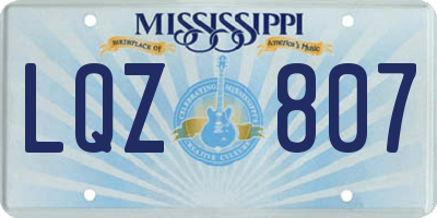 MS license plate LQZ807