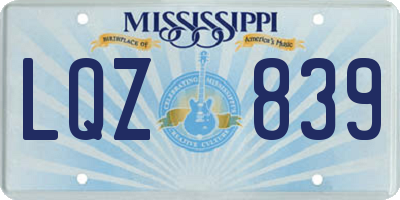 MS license plate LQZ839