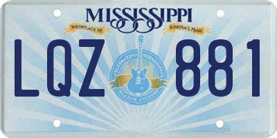 MS license plate LQZ881