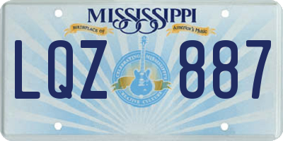 MS license plate LQZ887
