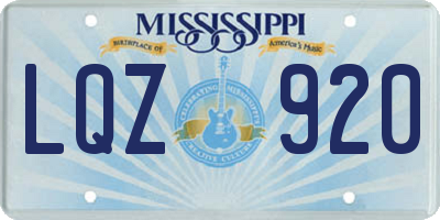 MS license plate LQZ920