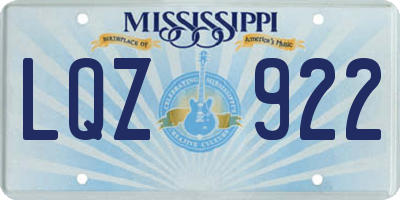 MS license plate LQZ922