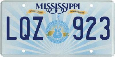 MS license plate LQZ923