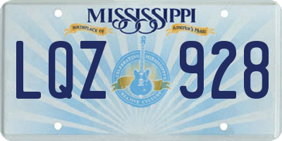 MS license plate LQZ928