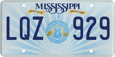 MS license plate LQZ929